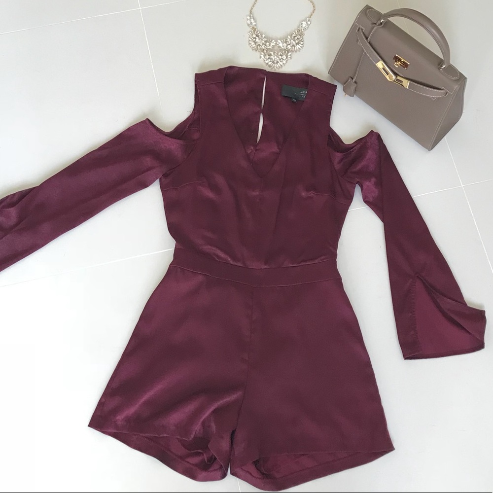 Burgundy Satin Romper, size Large